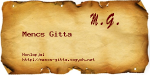 Mencs Gitta névjegykártya